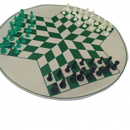 Jeu d'échecs à 3 joueurs - pièces taille 4 - vert / blanc / noir